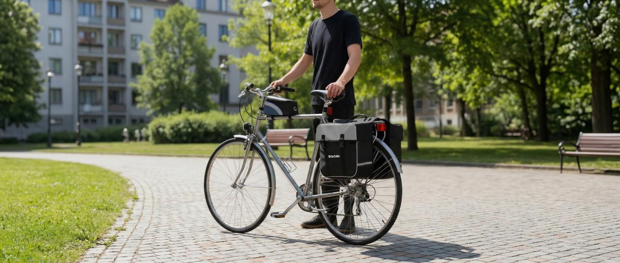 Set Fahrradtasche Georg und Fahrradrahmentasche große Fahrradtasche mit 2 Fächern wasserabweisend und robust