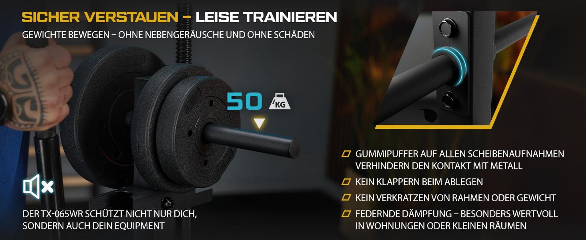 TREX SPORT Hantelscheibenständer TX-065WR | Stabil, rutschfest, bis 360kg |Stahl Langhantelständer für Hantelscheiben, Hantelstangen, Trainingszubehör