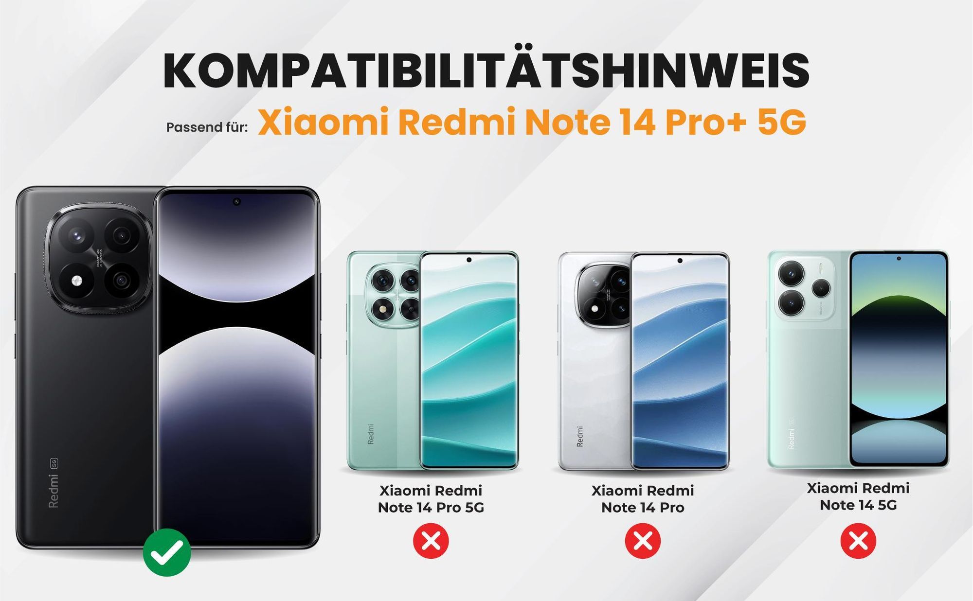 Kompatibilitätshinweise Hülle für Xiaomi Redmi Note 14 Pro+ 5G