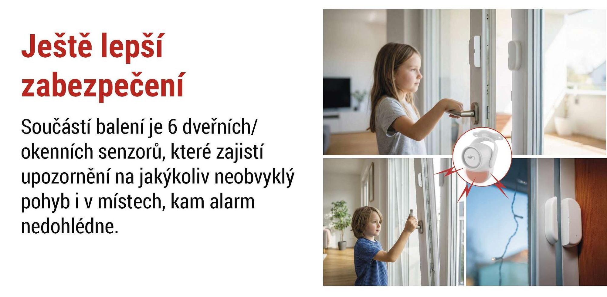 EMOS GoSmart PIR pohybové čidlo s alarmem, sirénou 125dB a aplikací, duální provoz, 2x dálkové ovládání a 6x dveřní senzor, Tuya, 2,4GHz Wi-Fi, H5030
