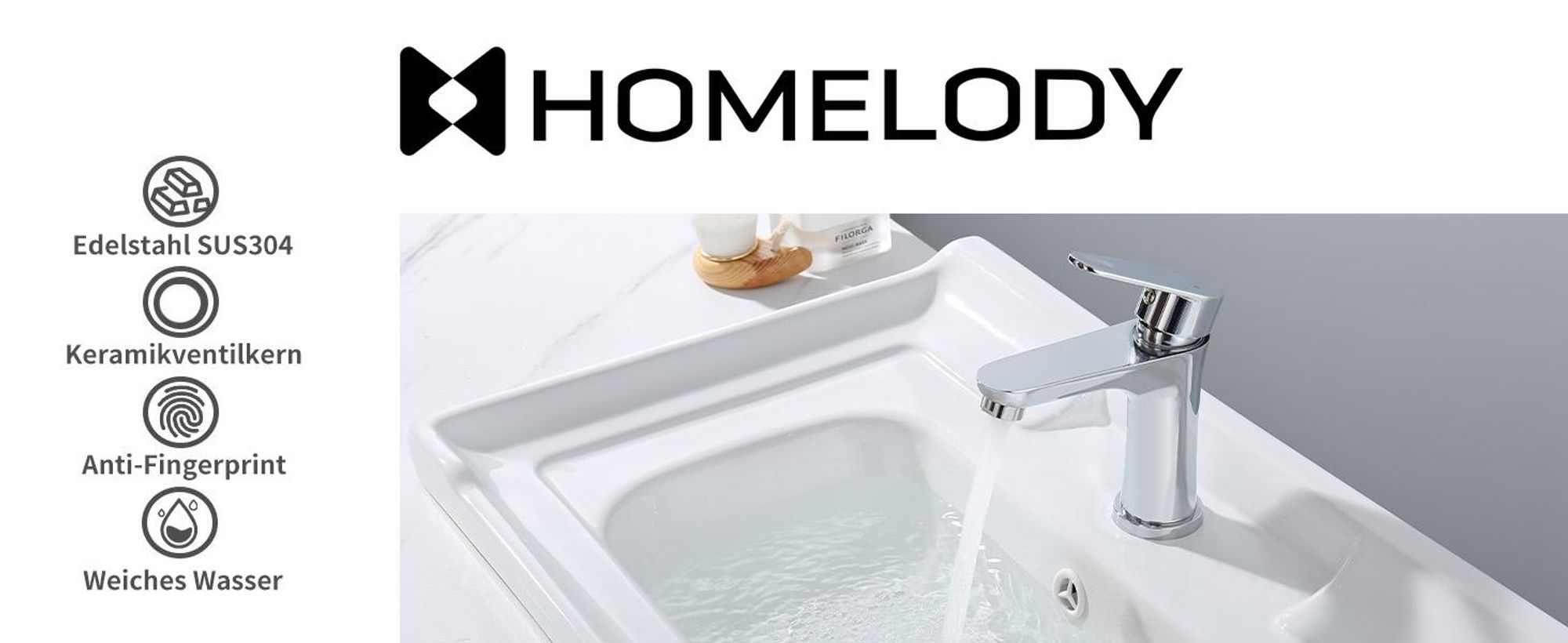 HOMELODY Wasserhahn Bad，Waschbecken Badarmatur，Mischbatterie aus Messing，Waschtischarmatur Einhandmischer für Badezimmer, Waschtisch Armaturen Spüle
