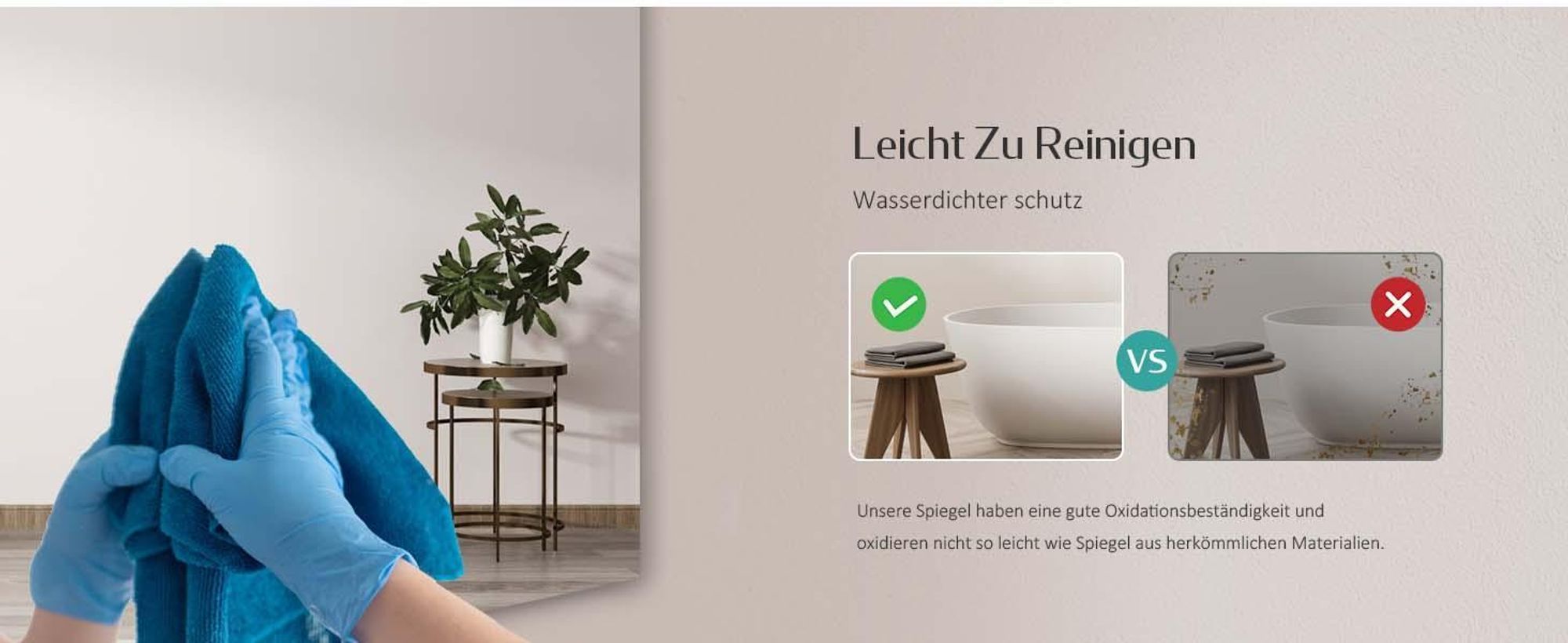 EMKE LED Badspiegel mit Kaltweiß Beleuchtung 120x60cm, Badezimmerspiegel mit Touchschalter - Energieeffizienter