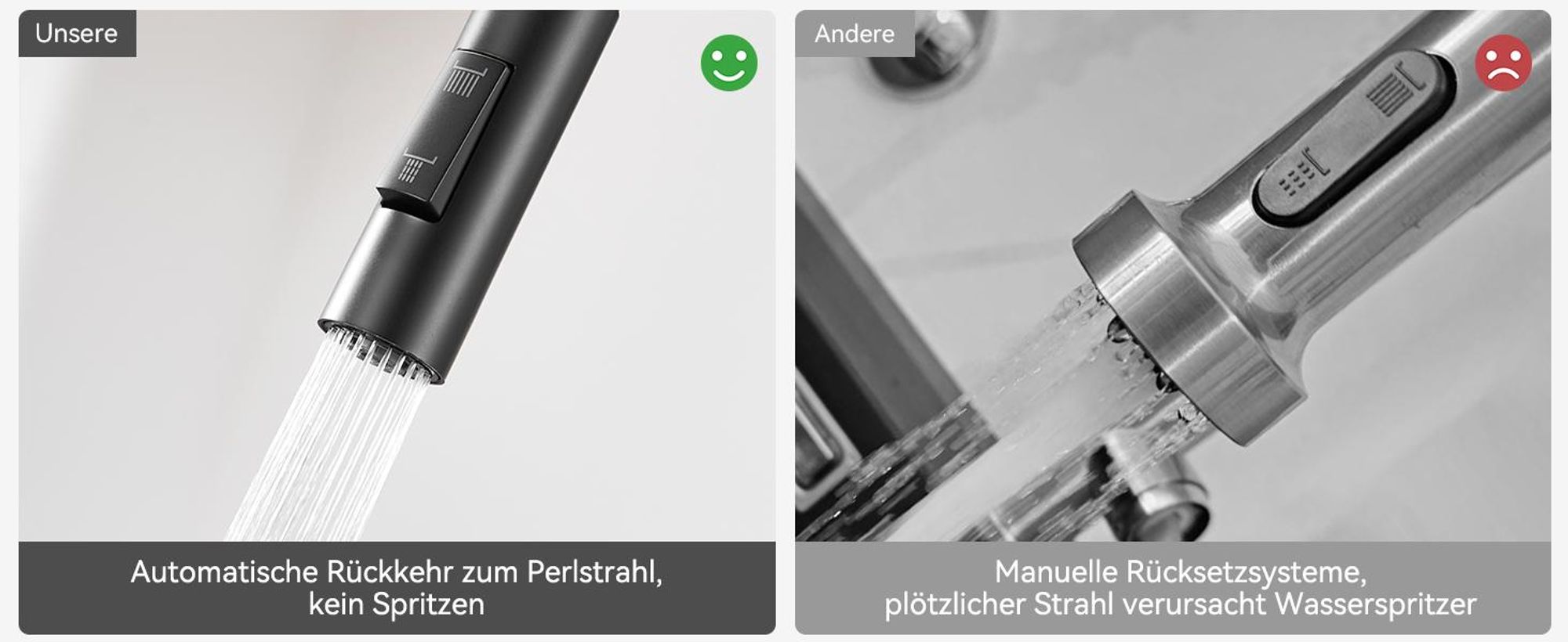 Wasserhahn Küche Ausziehbar Vasen-Design, 2 Strahlarten Hochdruckarmatur Küchenarmatur, 360° Drehbar Spültischarmatur, Cecipa Mischbatterie Spüle