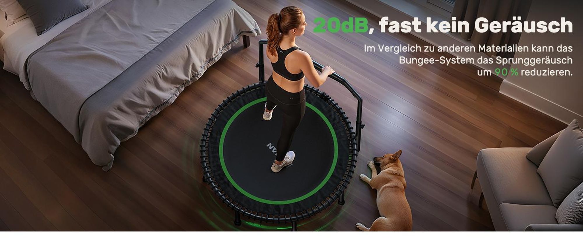 BCAN Rebounder-Trampolin Erwachsene | 122cm 250kg | Bungee-Seilen Verstellbarer Griff Indoor&Outdoor