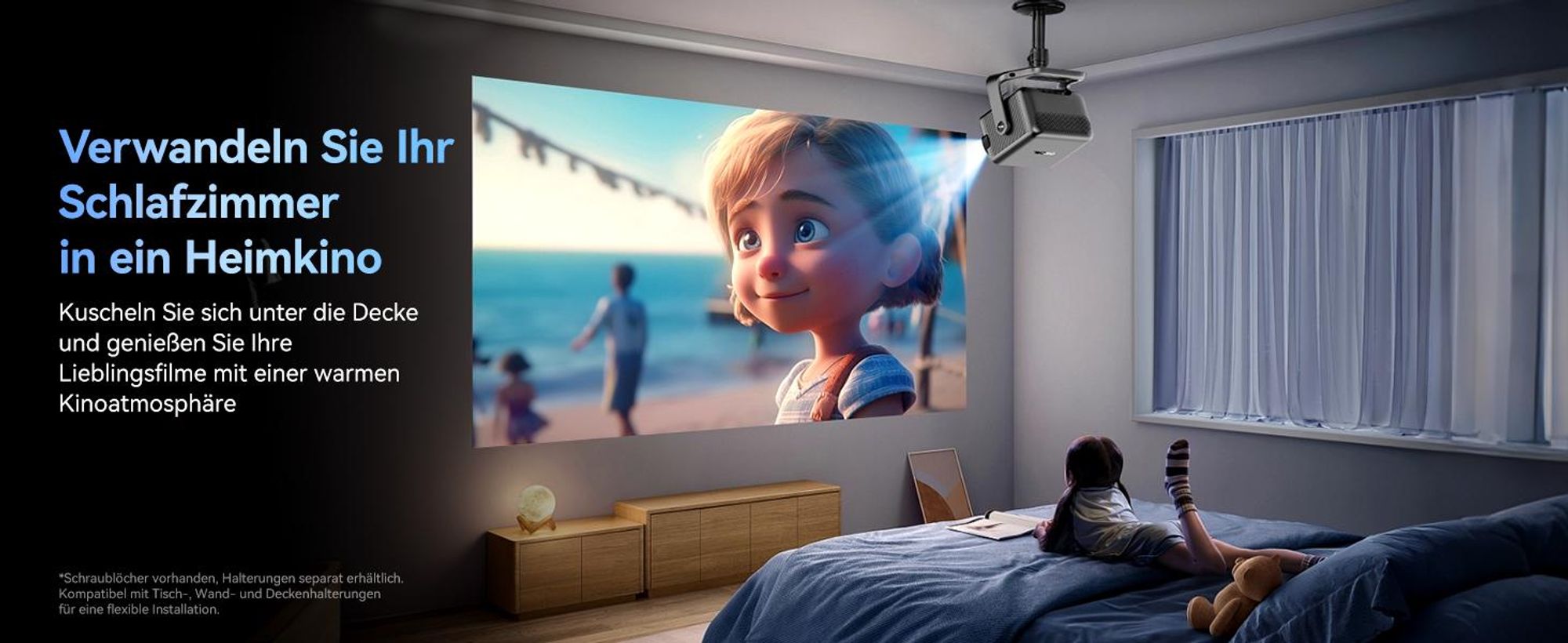 Blackview PV1000 Max, 1000 ANSI-Lumen, 1080p FHD, VIDAA OS, Dolby Audio 12W, 6-in-1 TOF AF, 40-150 Zoll, MT9660, WiFi 5+BT 5.0, AirPlay 2, 360° Gimbal