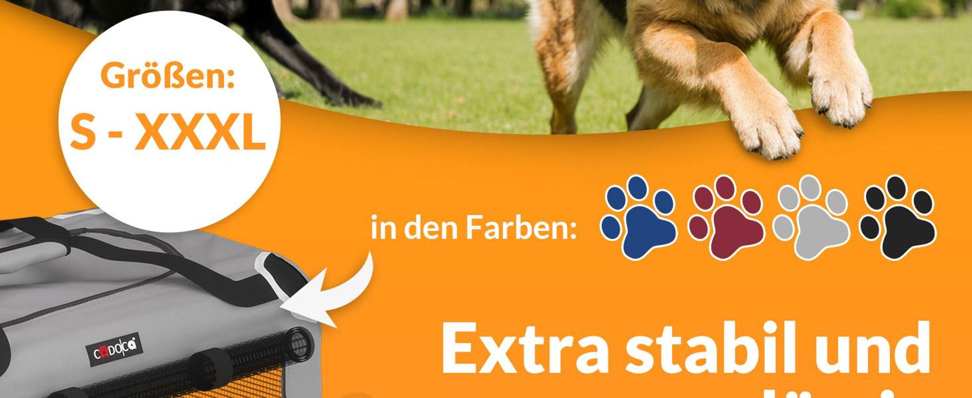 Faltbare Hundetransportbox 60x42x44 cm mit gepolsterter Liegedecke und Trinknapf