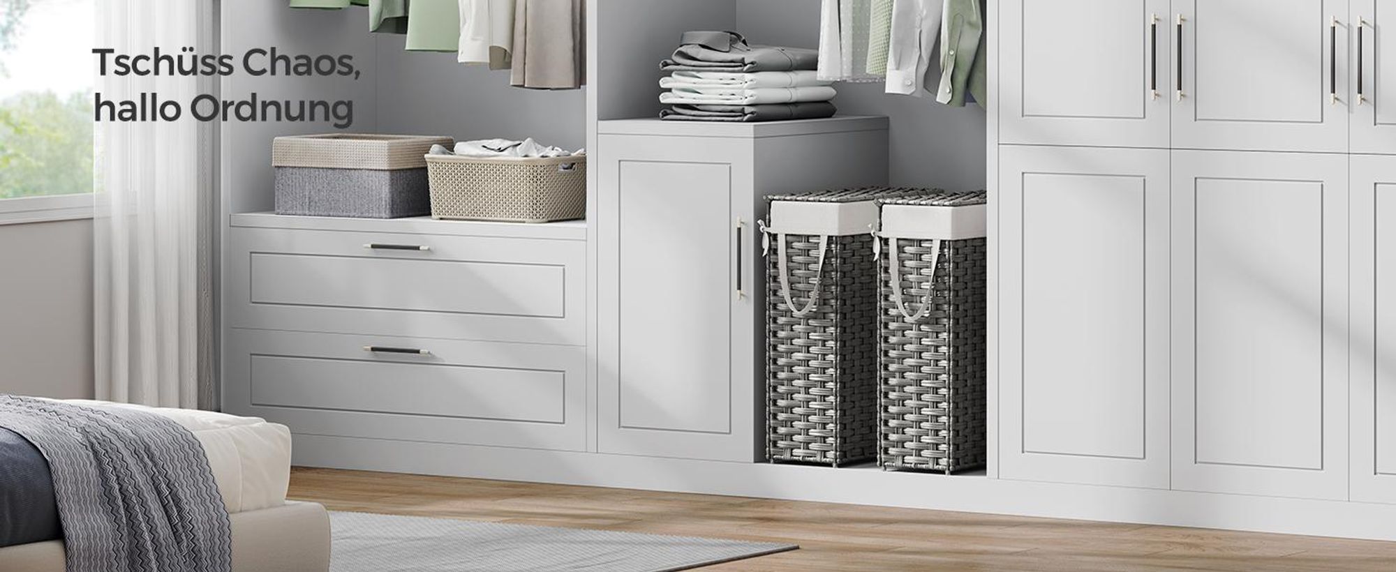 SONGMICS Wäschekorb, mit Griffen, faltbar, Wäschesack herausnehmbar, 55 L
