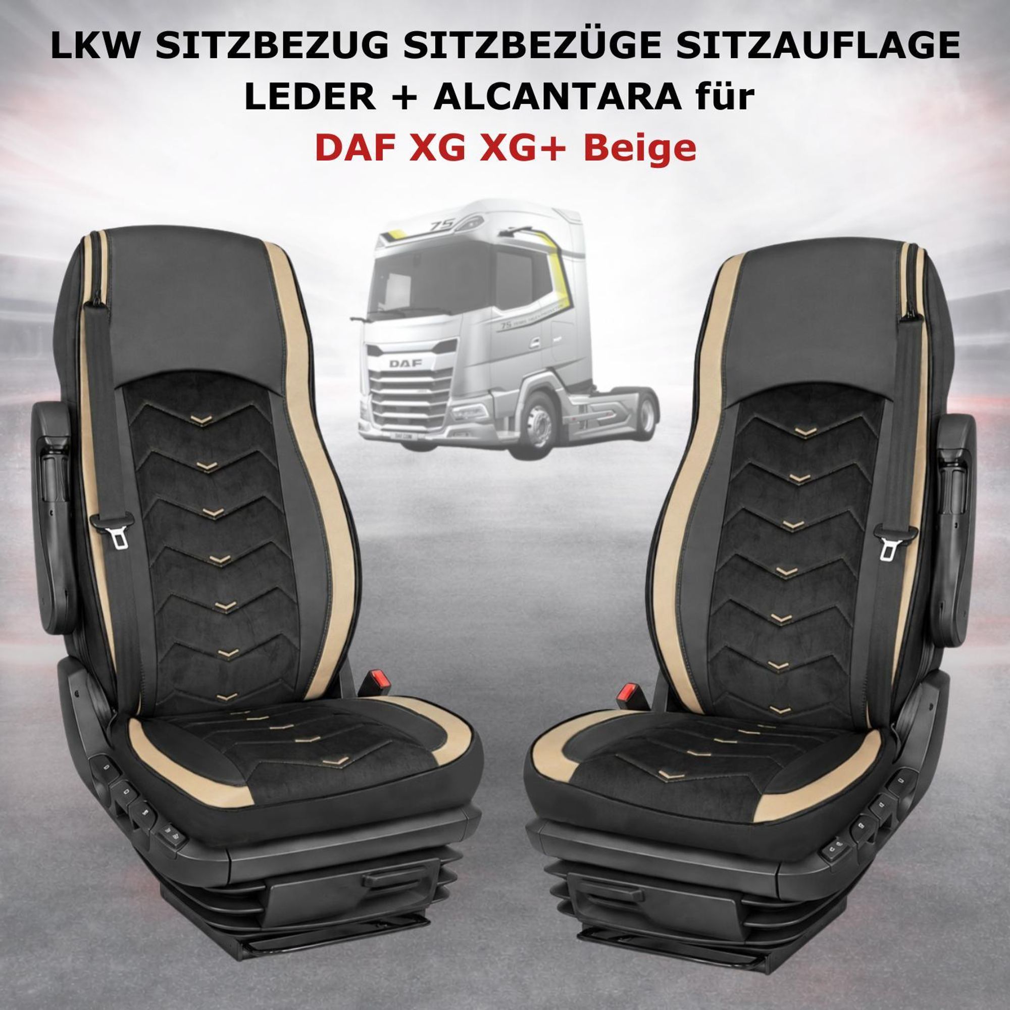LKW SITZBEZUG SITZBEZÜGE SITZAUFLAGE LEDER + ALCANTARA DAF XG XG+ Beige