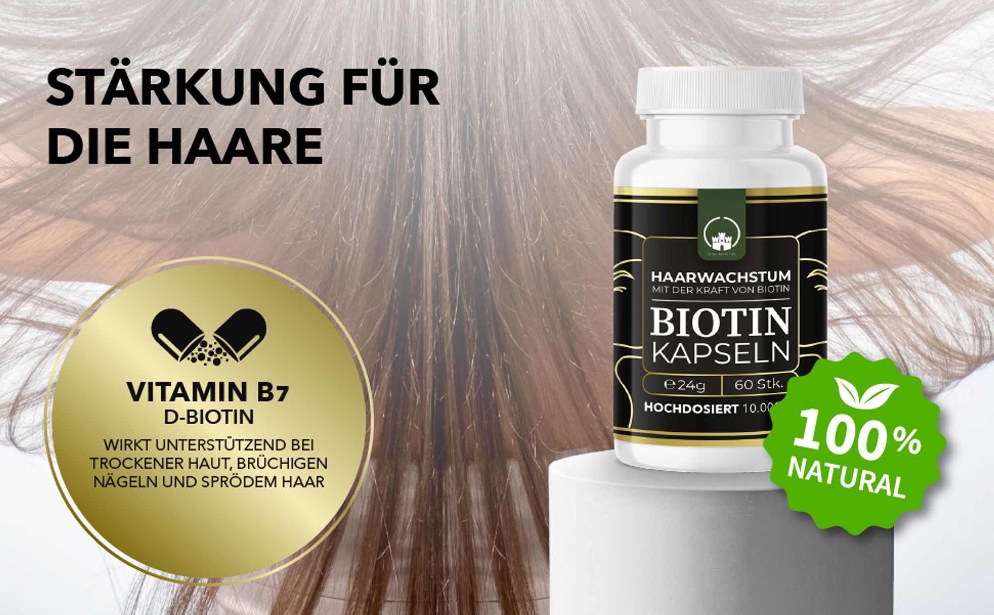 Saint Nutrition® Biotin Kapseln – Haarwachstum – anregen der Haarwurzeln – wenig Haare – volles und kräftiges Haar – für Männer und Frauen - B7