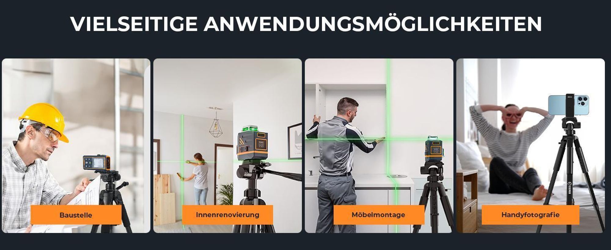 CIGMAN CTP01 Statyw 1,5 m do laserów i kamer, aluminiowy, głowica 3-kierunkowa