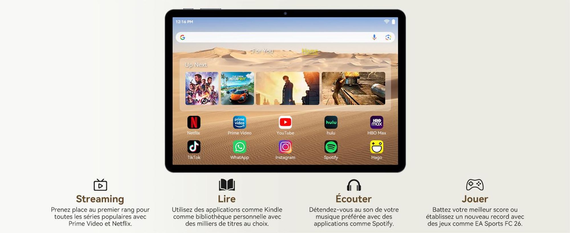 Tablette 2026 T12Pro de 11,5 pouces, écran BOE 2,8K, Android 16, processeur Helio G100, 32 Go + 256 Go de stockage, batterie 8000 mAh, double SIM 4G, reconnaissance faciale, appareil photo 13 MP, inclut un clavier, une souris, un stylet et une coque