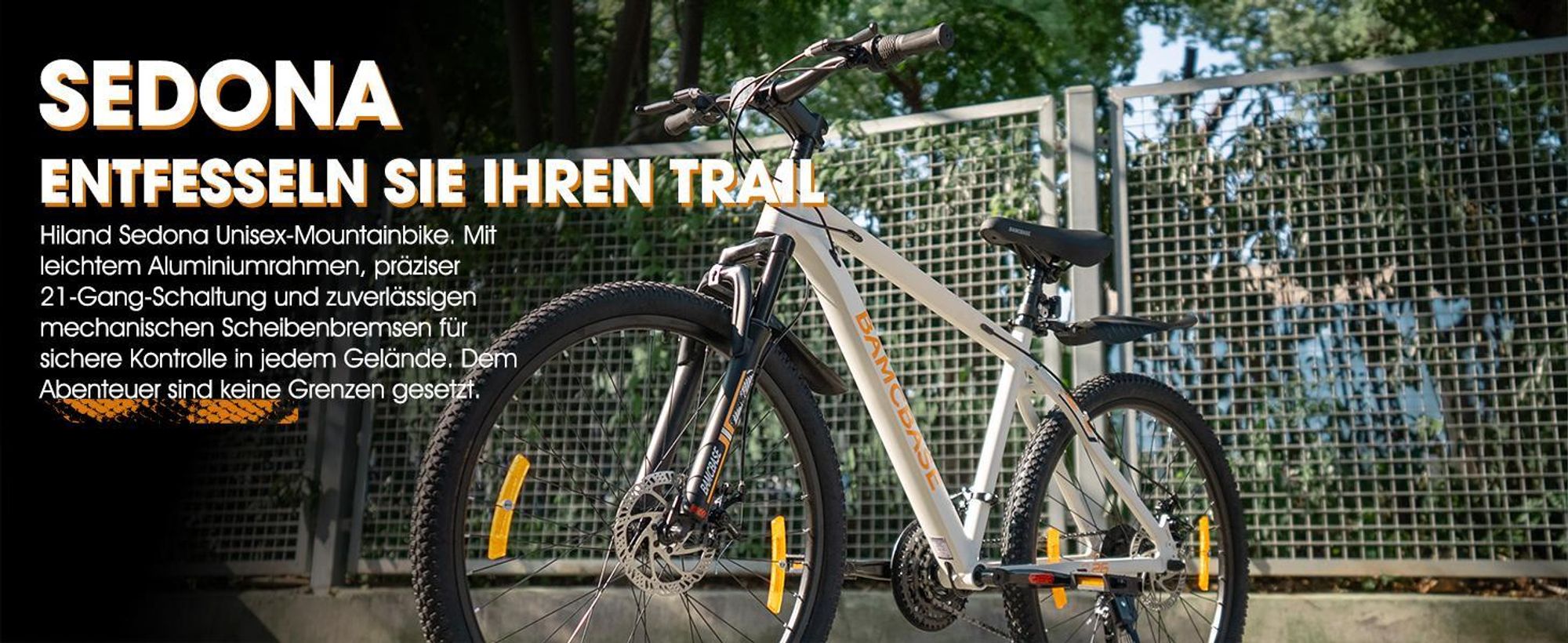 HILAND 26 Zoll Mountainbike für Männer und Frauen, Aluminiumrahmen, 21-Gang Schaltung mit mechanischen Scheibenbremsen und Federgabel, Blau