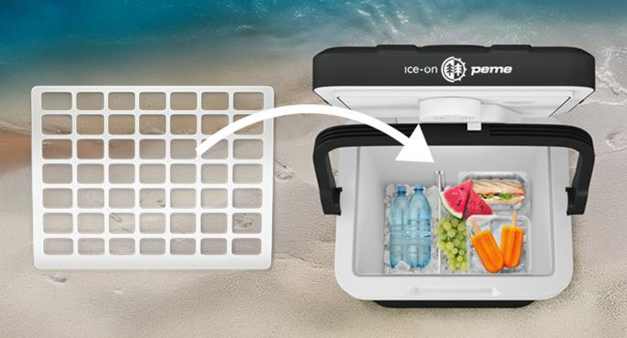 PEME Essential 26 L Elektryczna lodówka turystyczna – termoelektryczna torba chłodząca do samochodu osobowego, na kemping, mini lodówka, pojemnik do podgrzewania, USB, ECO, cicha, czarna, 230 V