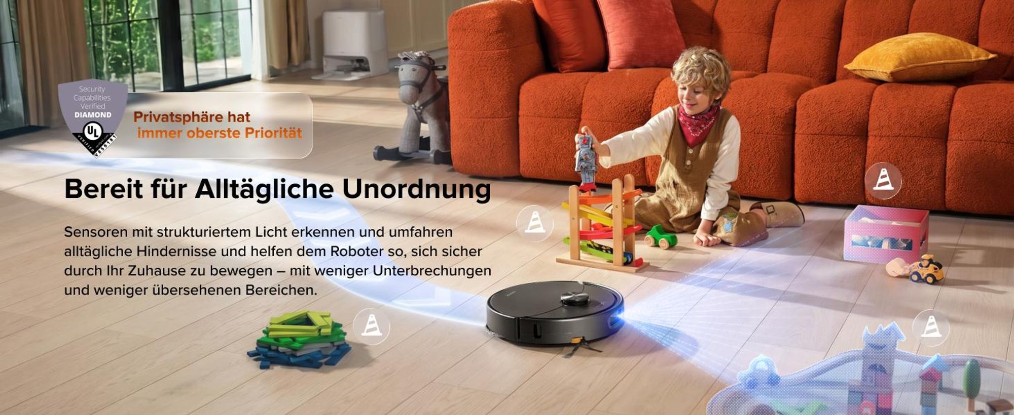 roborock Qrevo 2 Pro Set Saugroboter, 25.000 Pa Saugkraft, Anti-Tangle-System, 75°C Heißwasser-Moppwäsche, FlexiArm-Kantenwischsystem, Schwarz