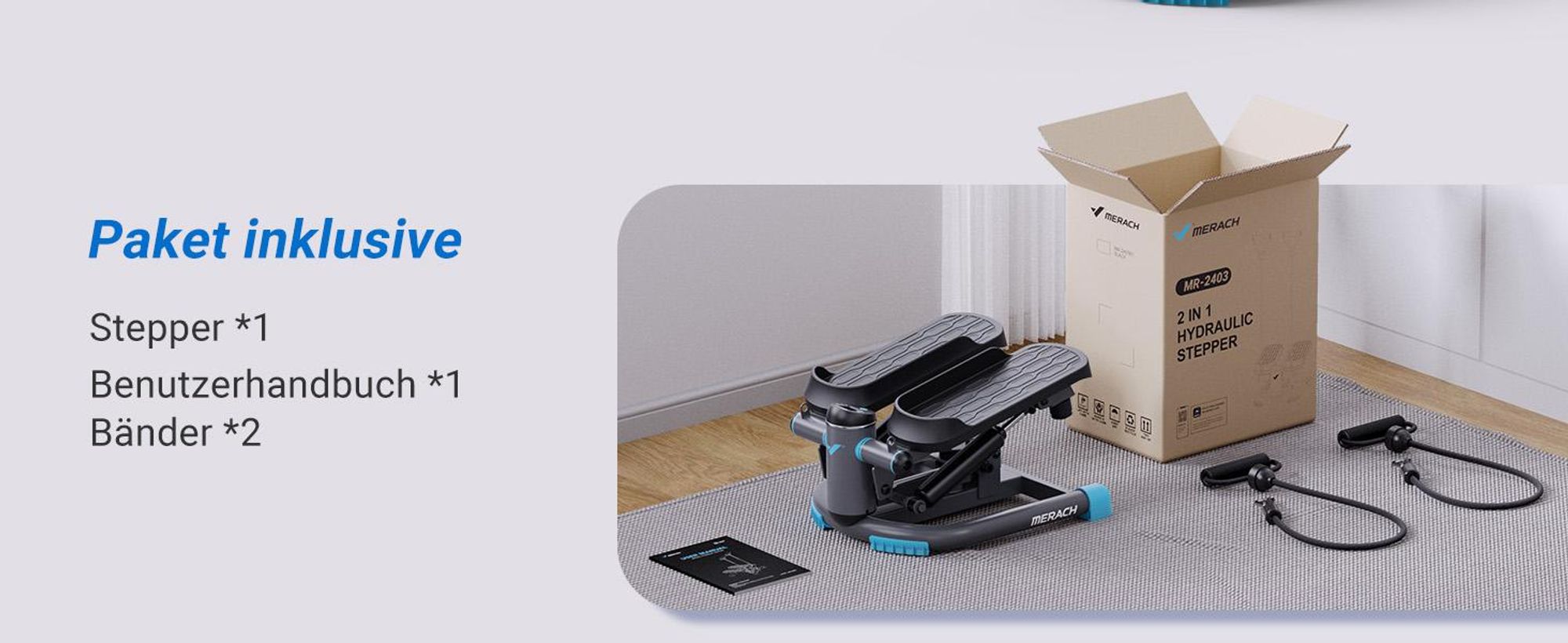 Mini Stepper Swing & Twist mit LCD & Widerstandsbändern – 150 kg Belastung, 2-in-1 Hometrainer für Beine, Po & Arme, Anfänger & Fortgeschrittene