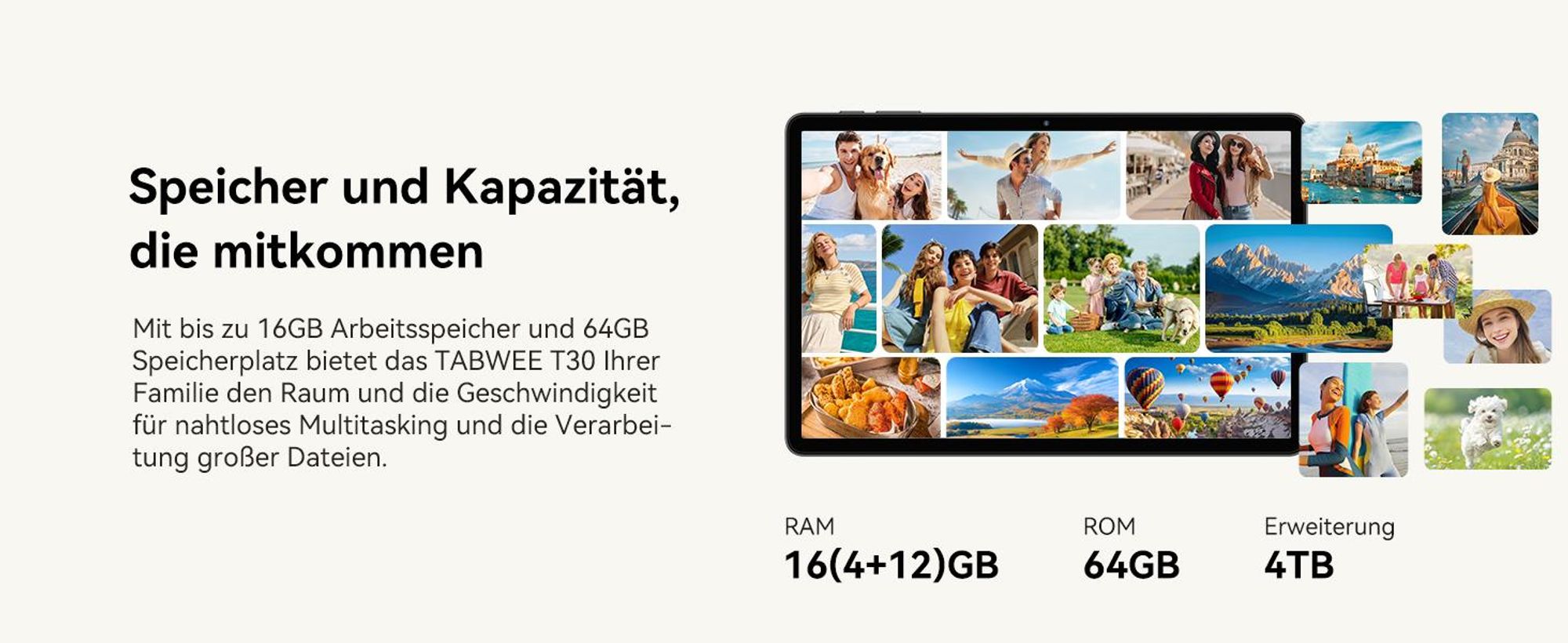 T30 Android16 11 Zoll Tablet, IPS, 4GB+64GB (bis 4TB erweiterbar), 7000mAh, Gemini AI, 5G Hz WIFI, Bluetooth 5.4, GPS, Kinder-/Lese-/Videomodus