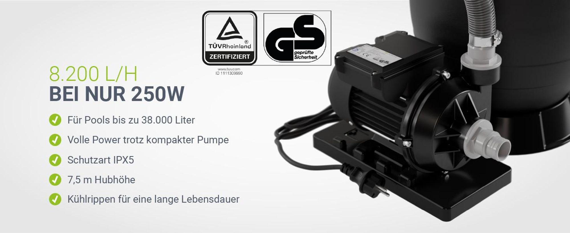Juskys® Sandfilteranlage 250W - leistungsstarke Poolfilteranlage mit Zubehör