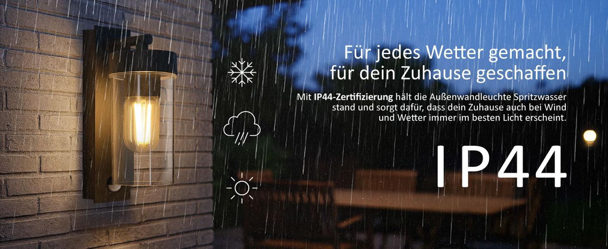Außenwandleuchte mit Sensor 4052B1 Weiß, IP44, E27-Fassung, 120° Bewegungsmelder