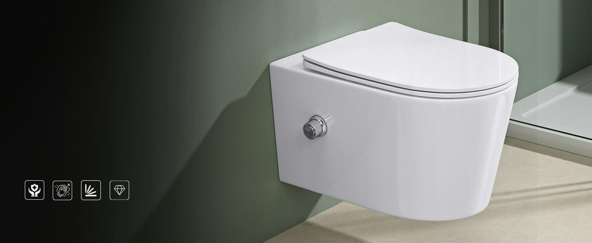 Mai & Mai Hänge WC Toilette Wand-WC Spülrandlos Weiß aus Keramik Wandmontage mit Absenkautomatik Aachen601
