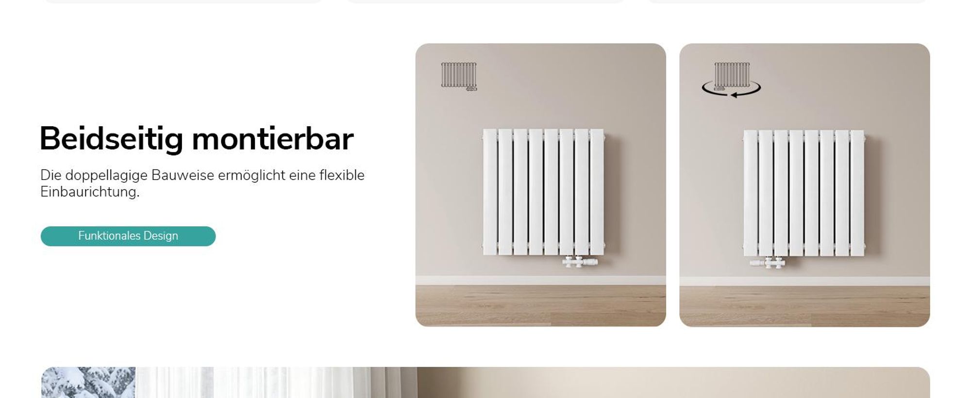 EMKE Heizkörper Flach 63 x 61,6 cm Doppellagig 805 W Weiß Design Paneelheizkörper