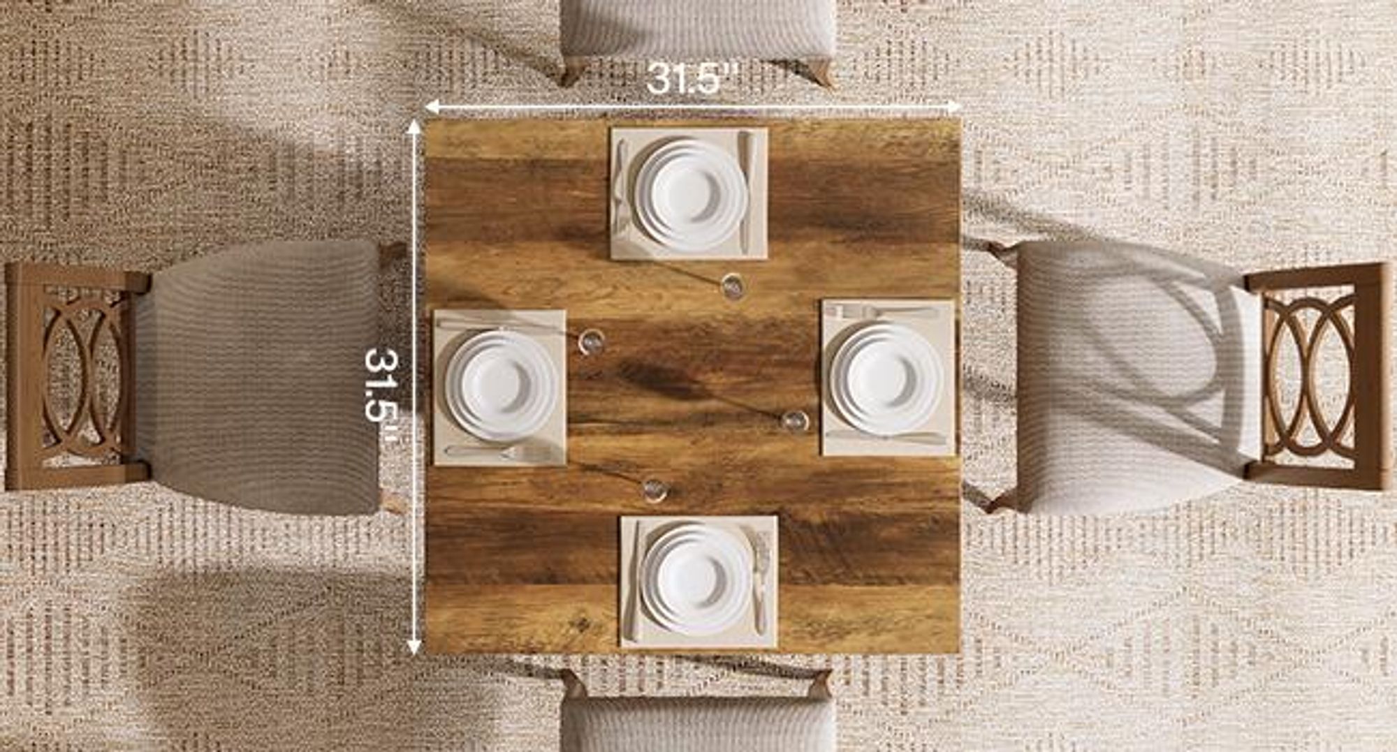 Tribesigns Esstisch küchentisch für 4 Personen, Kleiner Esszimmertisch holz, Holztisch für Esszimmer, Wohnung, Tisch 80 x 80 cm