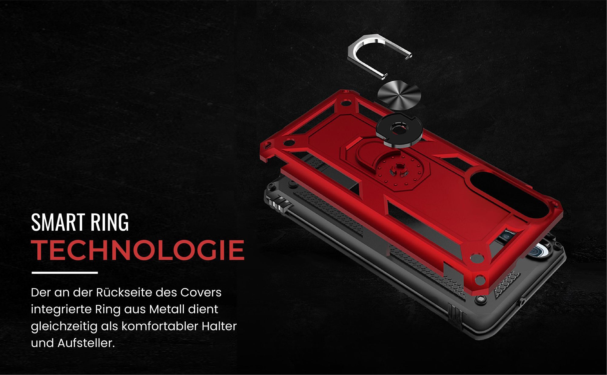 Handyhülle in Rot für Huawei P30 Lite mit Ringhalter