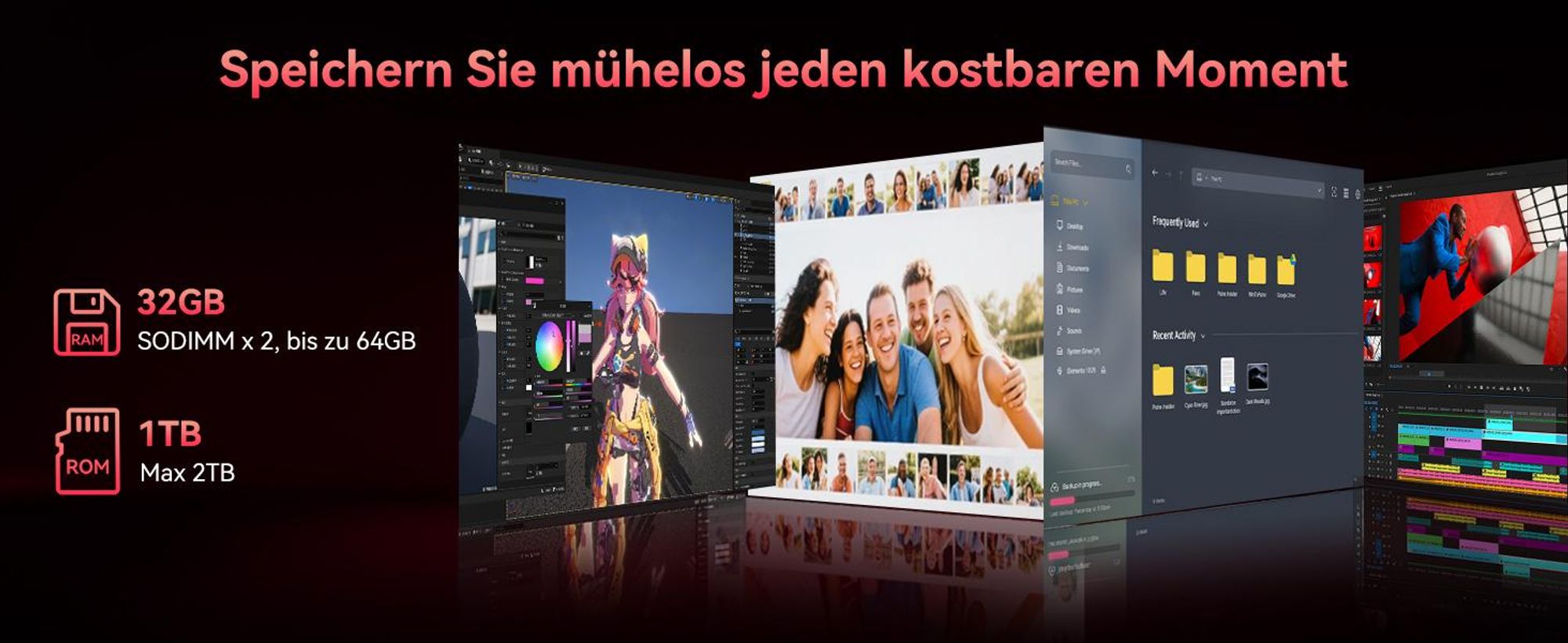 Blackview MP100 Mini PC Gaming AMD Ryzen 5 7430U(6C/12T, bis zu 4.3 GHz), 32GB RAM LPDDR4 1TB NVME PCIe3.0 SSD, WiFi 6/4K UHD/USB 3.2*2/Type C 3.0*2