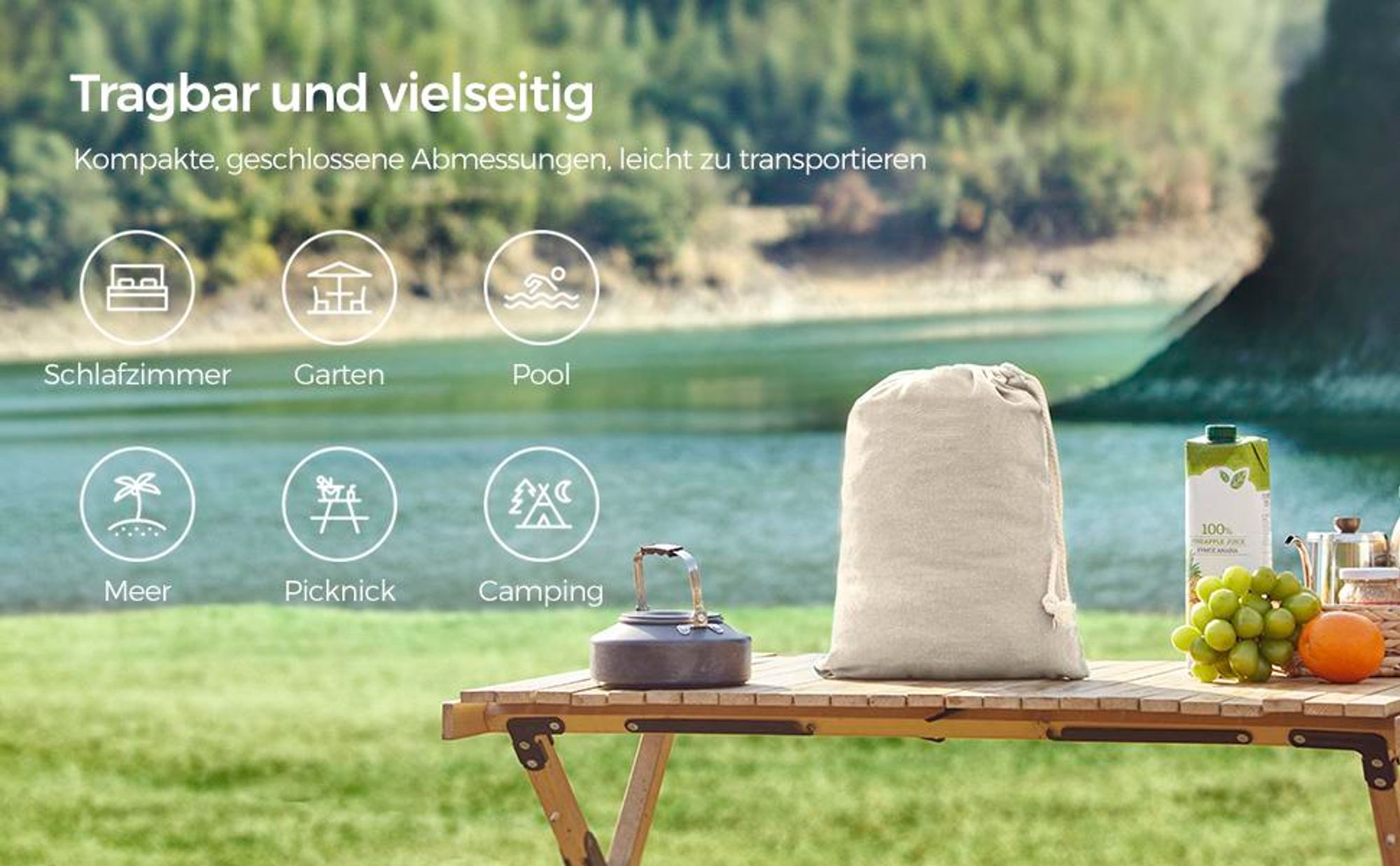 SONGMICS Hängematte, 210 x 150 cm, Doppelhängematte, Belastbarkeit 300 kg, für Garten, Terrasse, Balkon, Outdoor, Camping, mit Tragetasche, Befestigungsgurten und Karabinern, beige