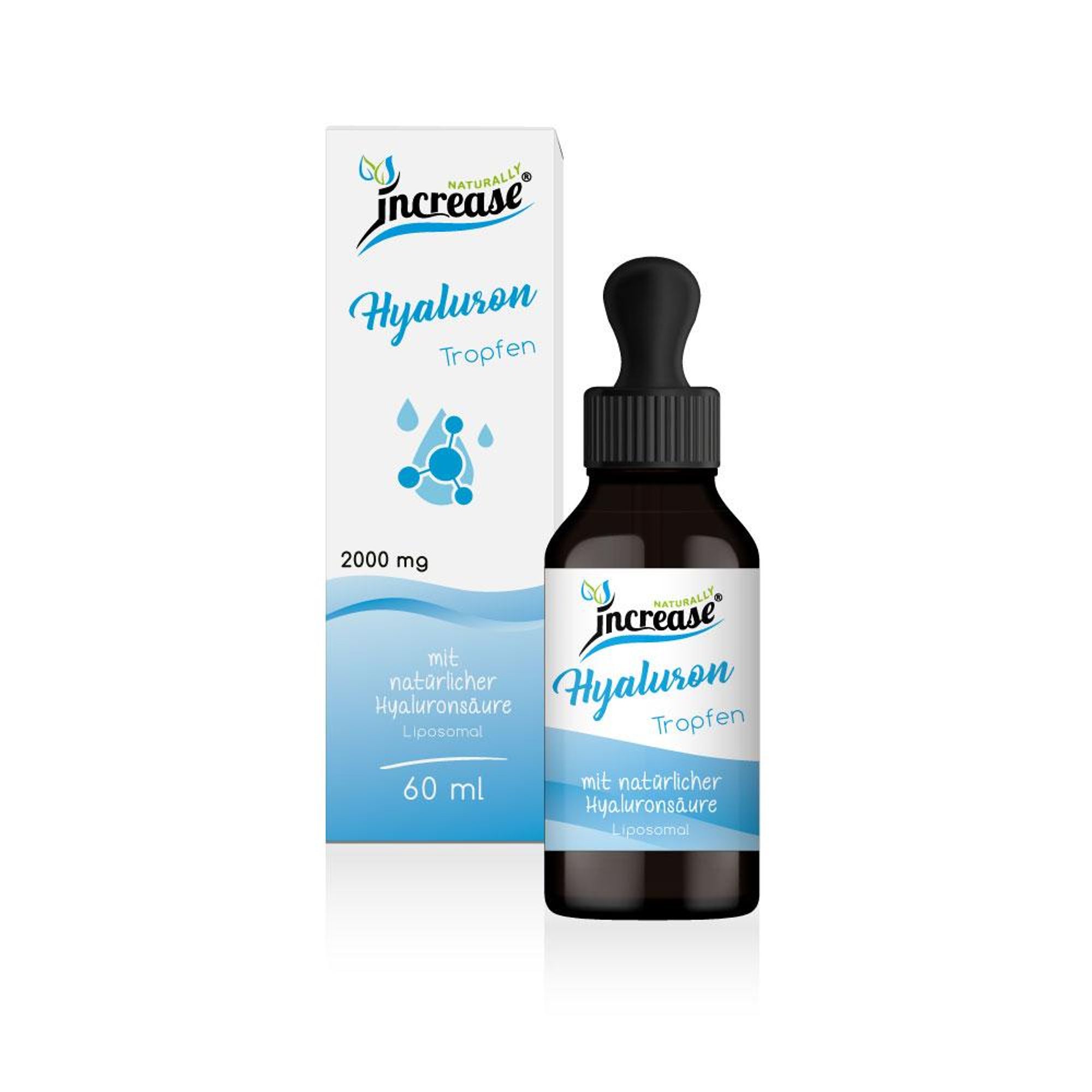 Liposomale Hyaluron Tropfen hochdosiert - (60.000mg Hyaluron pro Packung) 2000mg Hyaluron pro Tagesdosis - MCT Öl - Hohe Bioverfügbarkeit