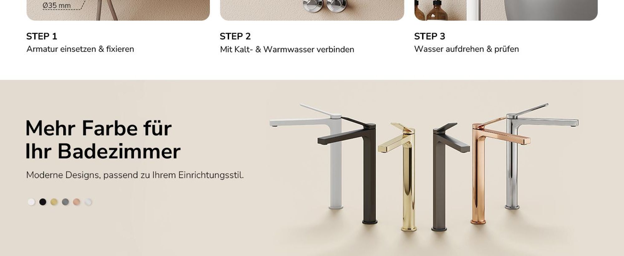 EMKE Wasserhahn Bad Weiß Matt 335x233x46mm, Messing, Keramikkartusche, Badarmatur, Mischbatterie Waschbecken-Armatur, Waschtischarmatur
