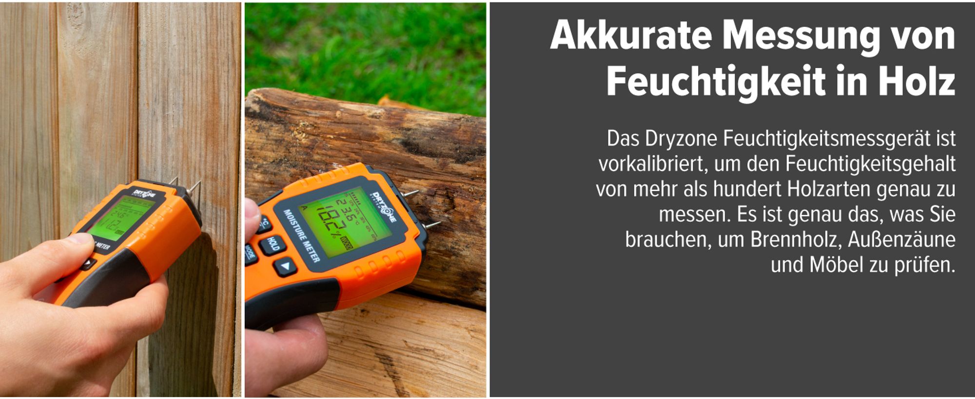 Dryzone Feuchtemessgerät - Feuchtemessgerät für Holz, Mauerwerk, Wand und andere Baumaterialien, hilft bei Feststellung aufsteigender Feuchtigkeit