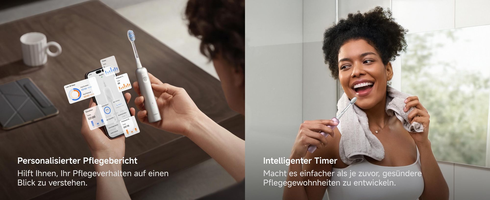 Laifen Wave Pro Elektrische Schallzahnbürste mit App, Drucksensor, 70 Tage Akku, kabelloses Laden und intel-Weiß