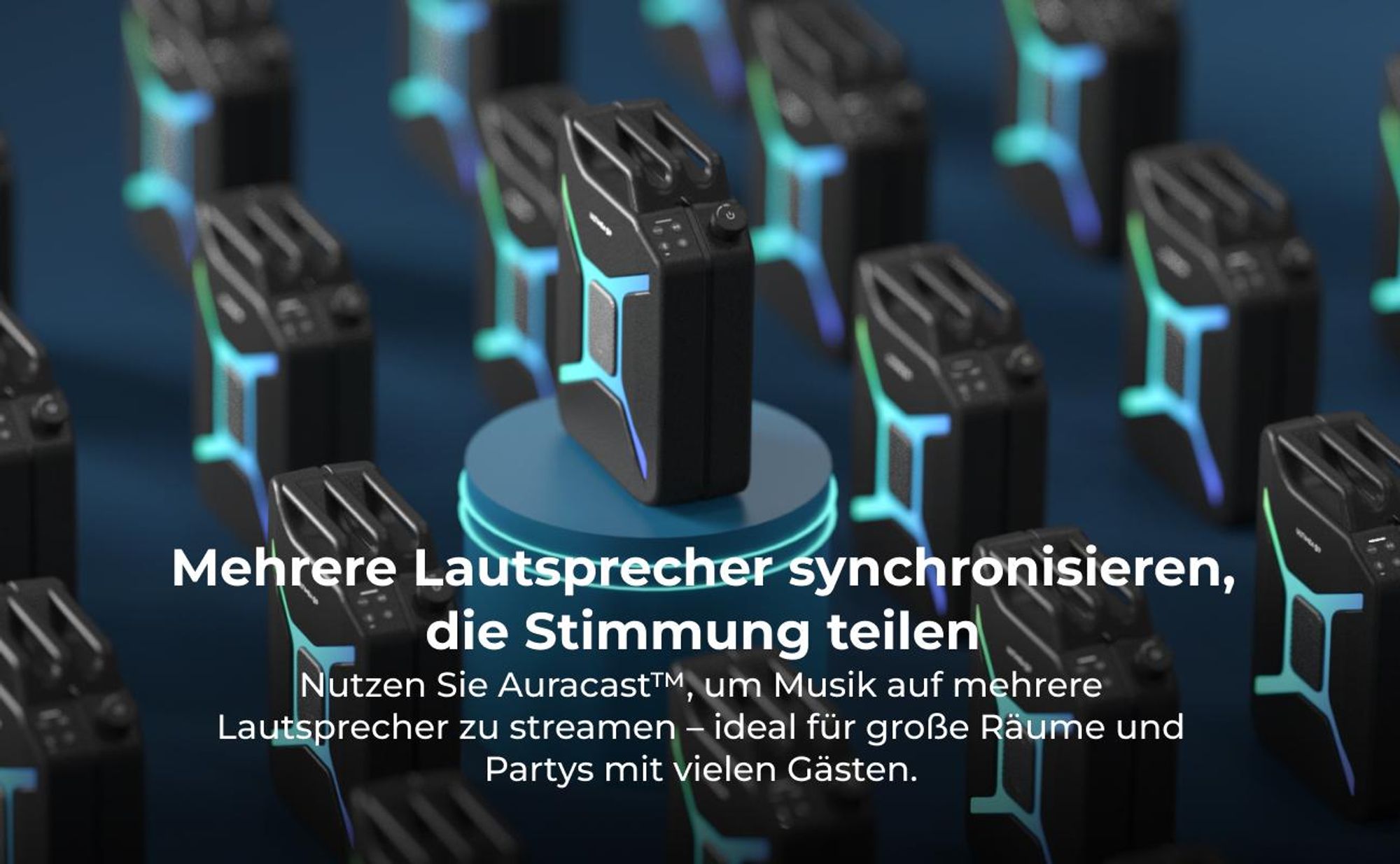ULTIMEA Go tragbarer Party-Lautsprecher, 300 W Bluetooth PartyBox mit Bass-Boost, RGB-Beleuchtung, Mikrofon-/Gitarreneingang, Party & Outdoor, Schwarz