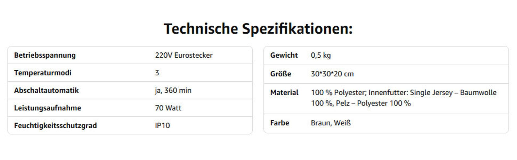 Elektrischer Fußwärmer, 3 Heizstufen, auto Ausschalten - bis Größe 46 EcoSapiens UGI