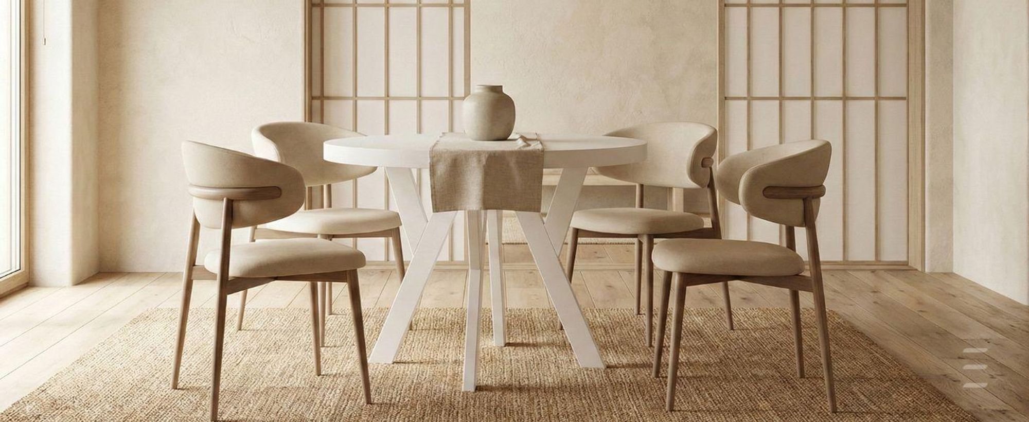 Runder Ausziehbarer Tisch für Esszimmer, PERO, Loft-Stil, Skandinavische, Durchmesser: 90 / 140 cm, Farbe: Weiß
