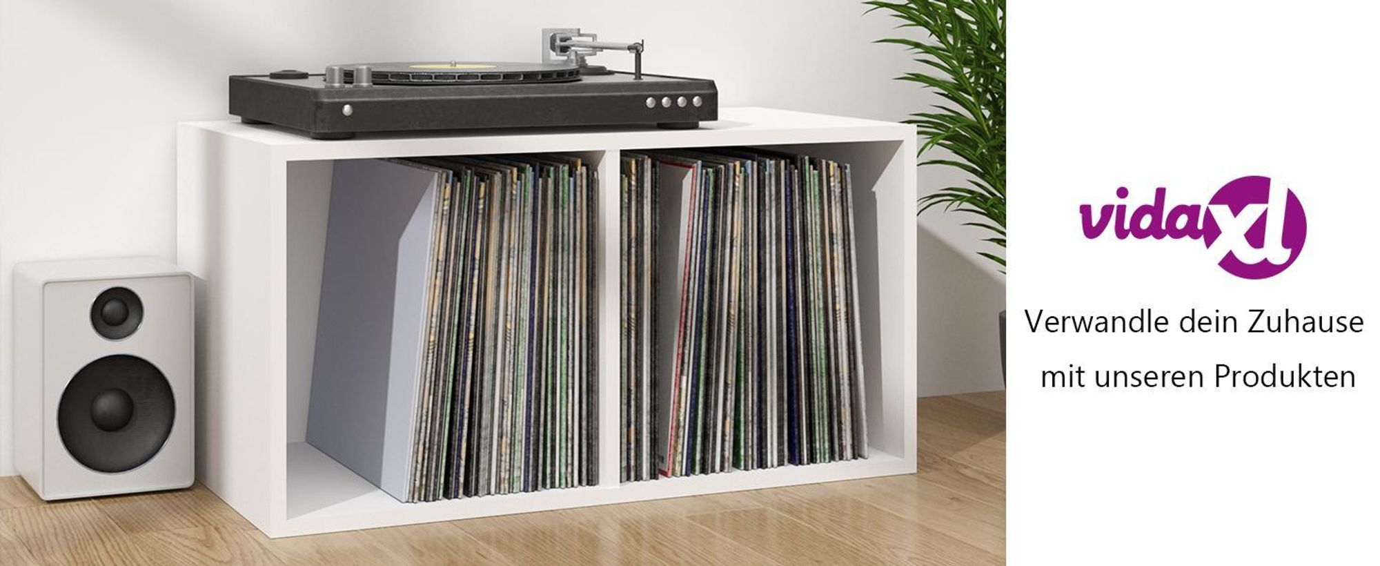 vidaXL Schallplatten-Aufbewahrungsbox Weiß 71x34x36 cm Holzwerkstoff