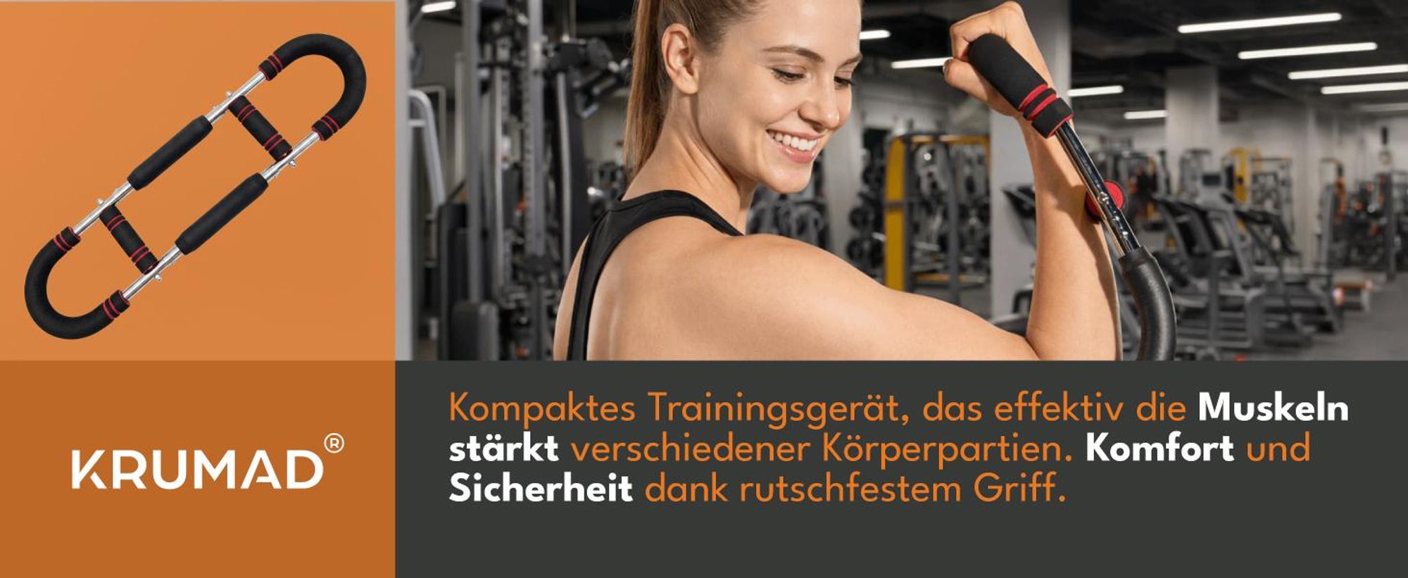 KRUMAD Federarmtrainer Verstellbar, Brustmuskel Trainer mit Widerstandsband, Oberkörper und Bauchtrainer für Zuhause, Home Workout Gerät