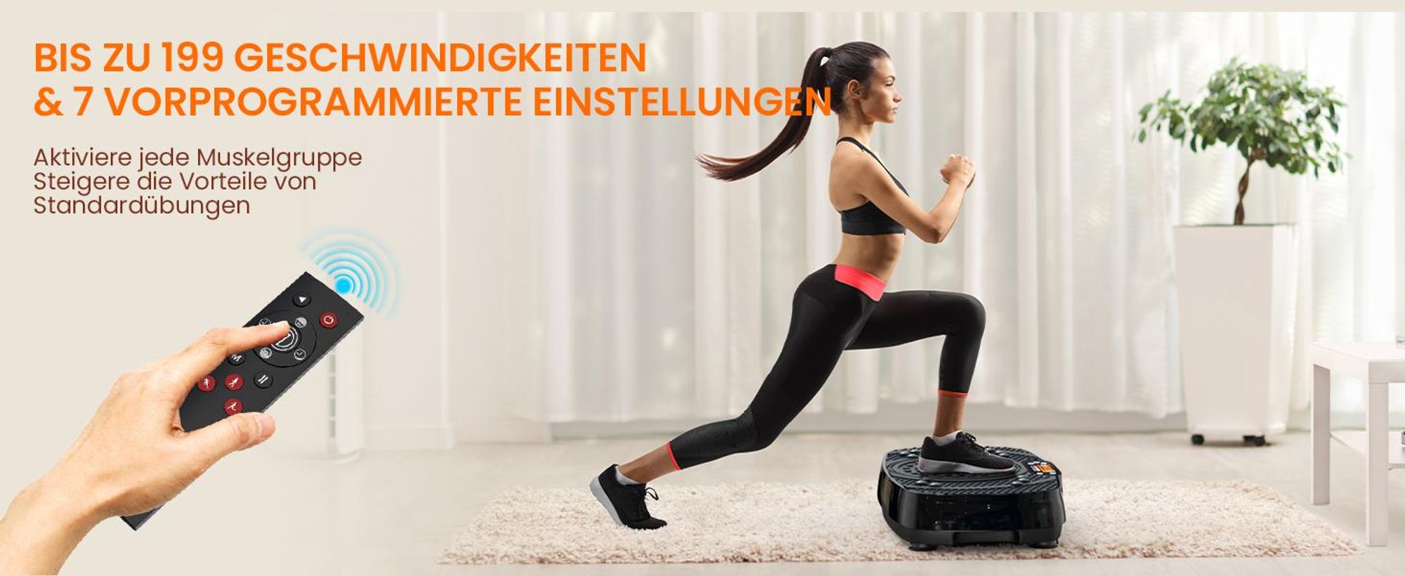 Vibrationsplatte, Vibrotrainer, Vibrationsplattform, Rüttelplatte Sport für Zuhause, 5 Modi & bis 400LBS, mit 2 Expanderbänder, ettverbrennung