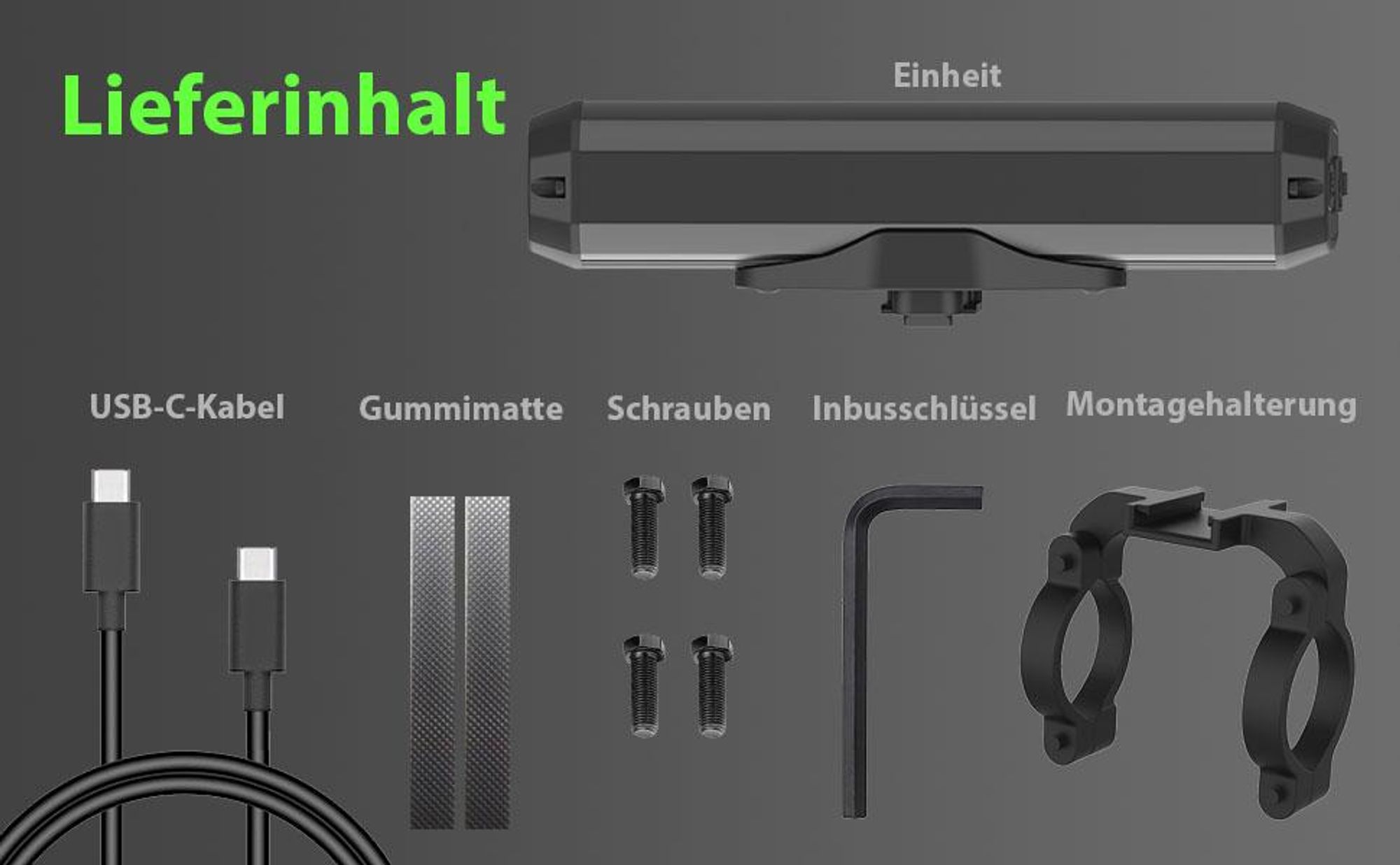 Fahrradlicht Vorne 2600 Lumens USB C Ladeanschluss 5 LEDs 8000mah 4-Lichtmodi Einfache Installation Beste Aluminium Fahrradlampe Vorne