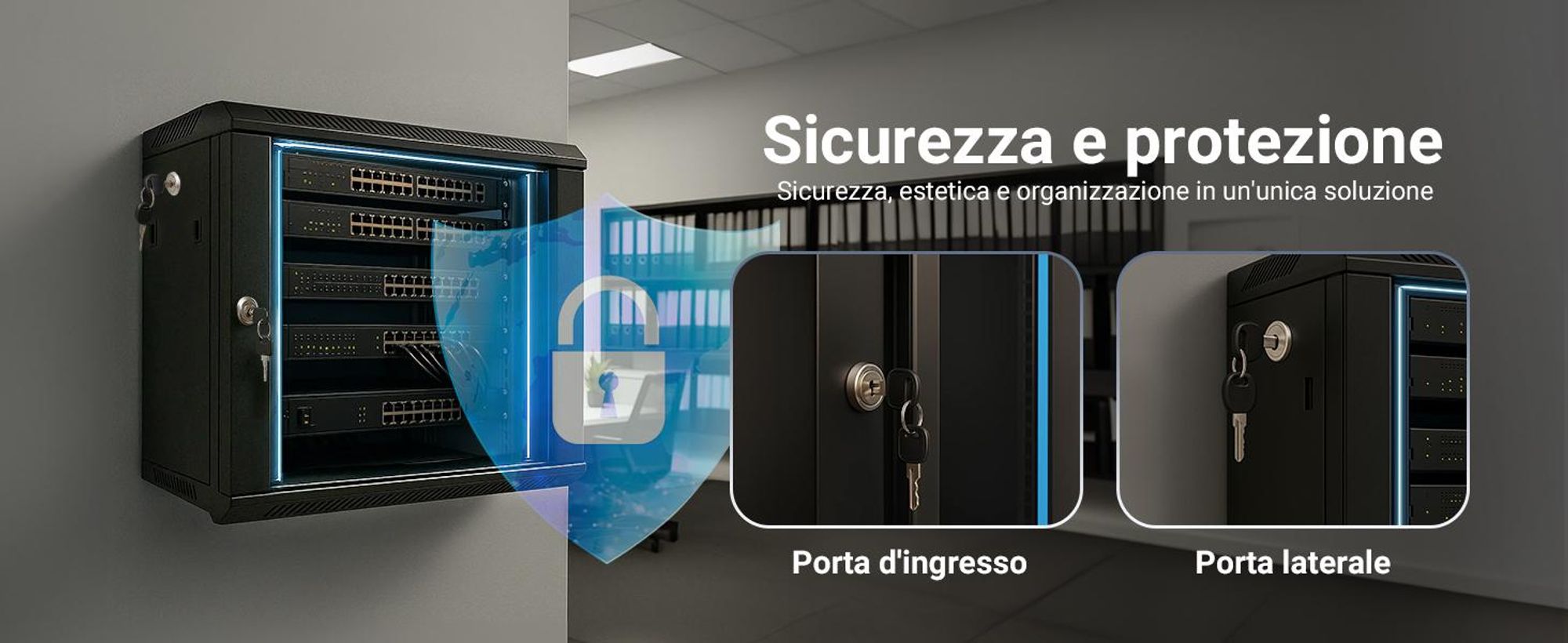 Extralink Armadio a rack 6U 600x450 Grigio a parete - Scaffale a parete - 6U - 60 kg - Serratura di sicurezza - Guide di stoccaggio - Grigio