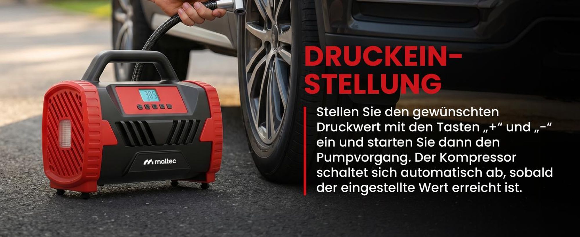 Autokompressor Digitaler Reifenfüller 150 PSI 12V/230V Luftpumpe mit LED für Auto Fahrrad Ball