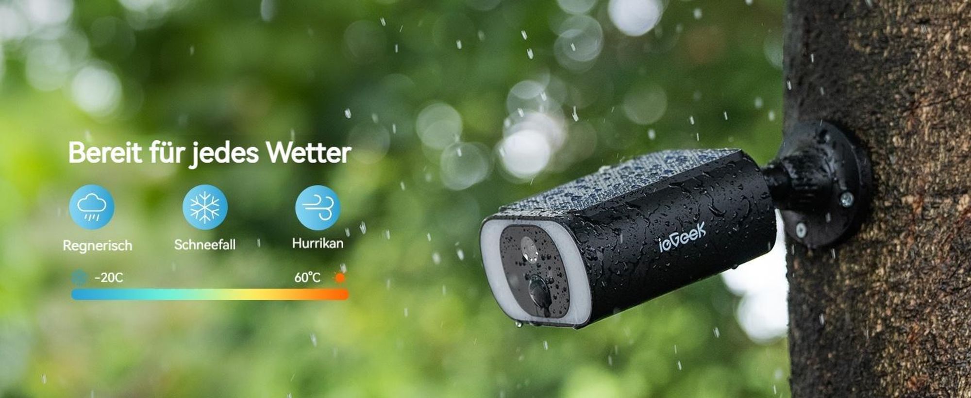ieGeek 5MP FHD Überwachungskamera Aussen Akku WLAN, Kabllose IP kamera mit Solarpanel und Scheinwerfer, Farbige Nachtsicht, 2stk