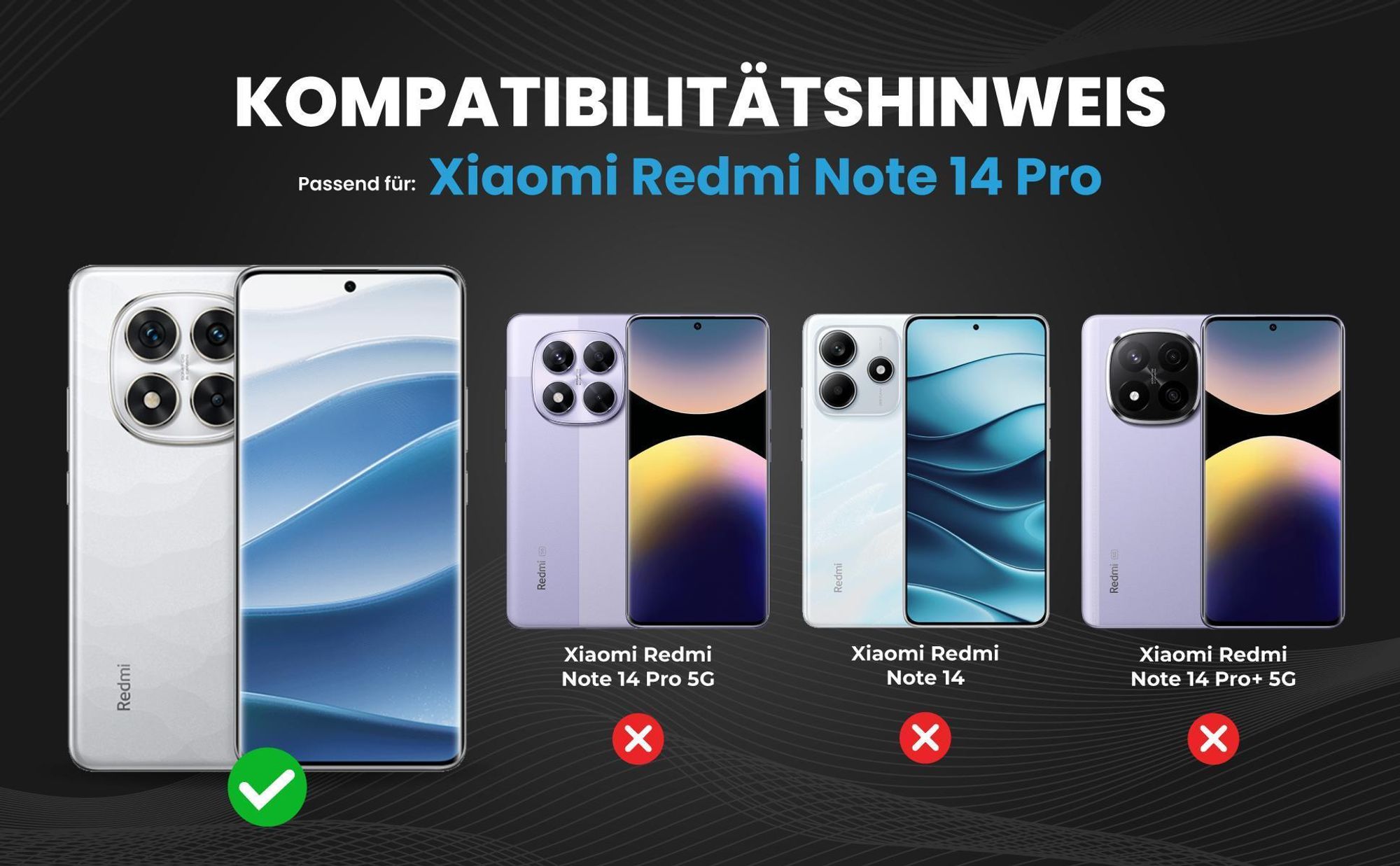 Kompatibilitätshinweise Hülle für Xiaomi Redmi Note 14 Pro