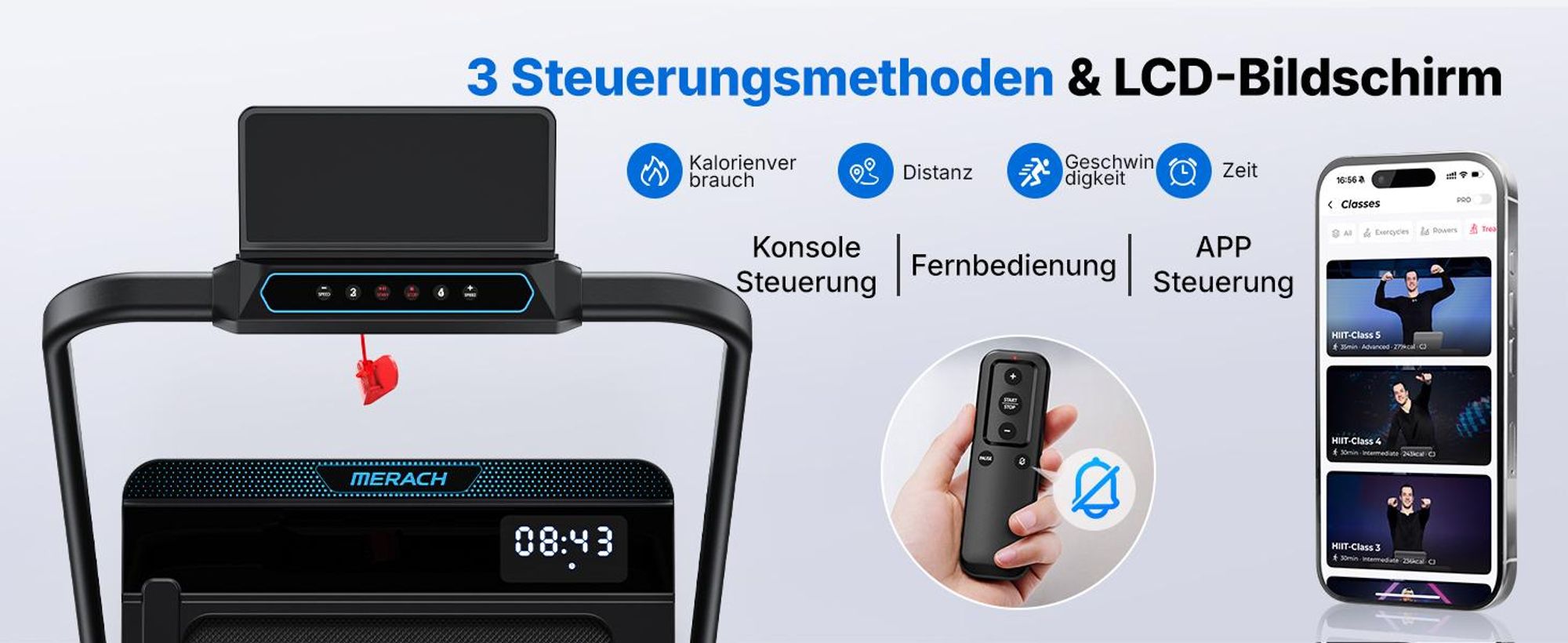 Merach 2-in-1 Laufband mit 6 % Steigung, 1–12 km/h, 3,0 PS, App, Fernbedienung, bis 136 kg, LED-Display Walking Pad