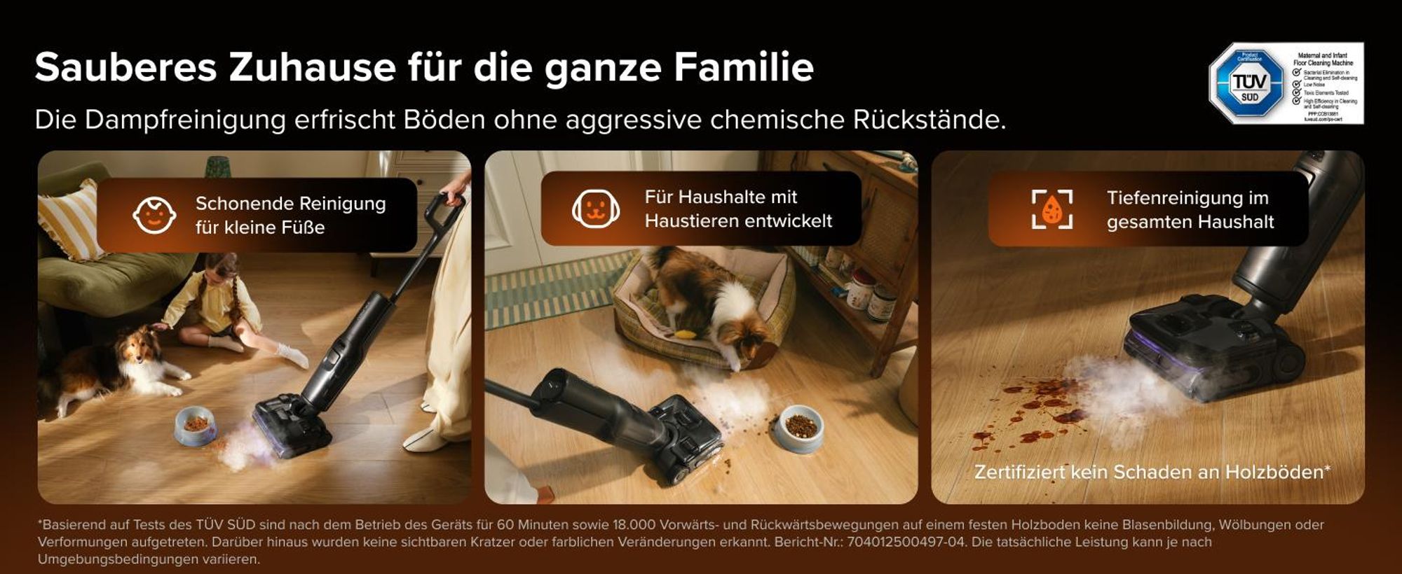 Roborock F25 Steam Nass Trockensauger mit Dampf, 180 °C Dampfmopp, 25.000Pa Saugkraft, Hochtemperatur-Selbstreinigung mit 95 °C, 180° Flaches Design