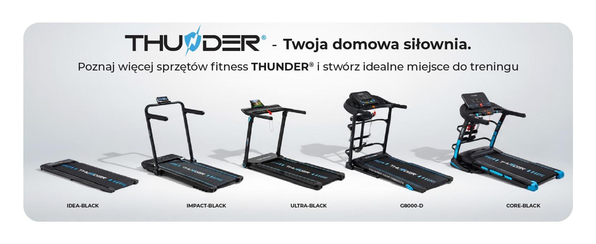 Bieżnia Thunder ICON BLACK 115x42cm 17km/h FitShow składana Bluetooth