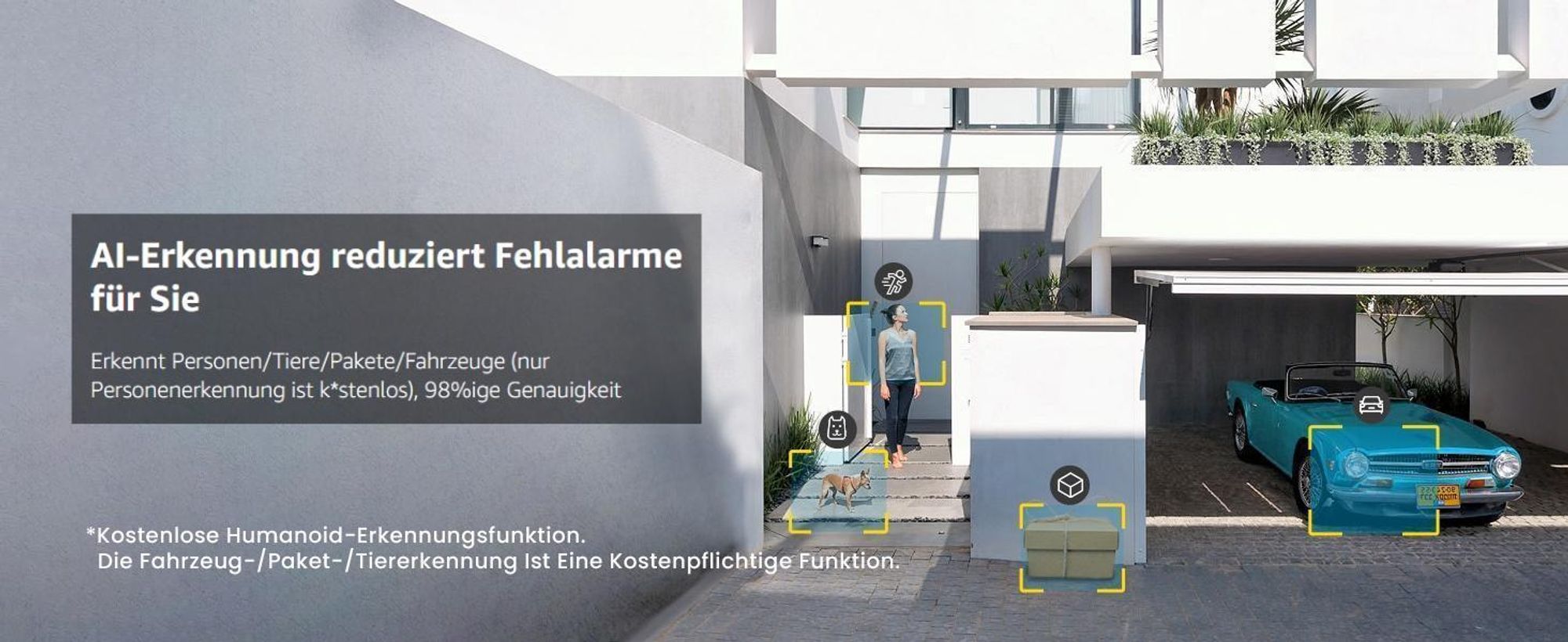 2K Überwachungskamera Aussen WiFi 5MP 360° PTZ Solar Kamera 30M Farbige Nachtsicht PIR Bewegungserkennung Alexa Kompatibel 4DBi WLAN-Antenne mit 64G