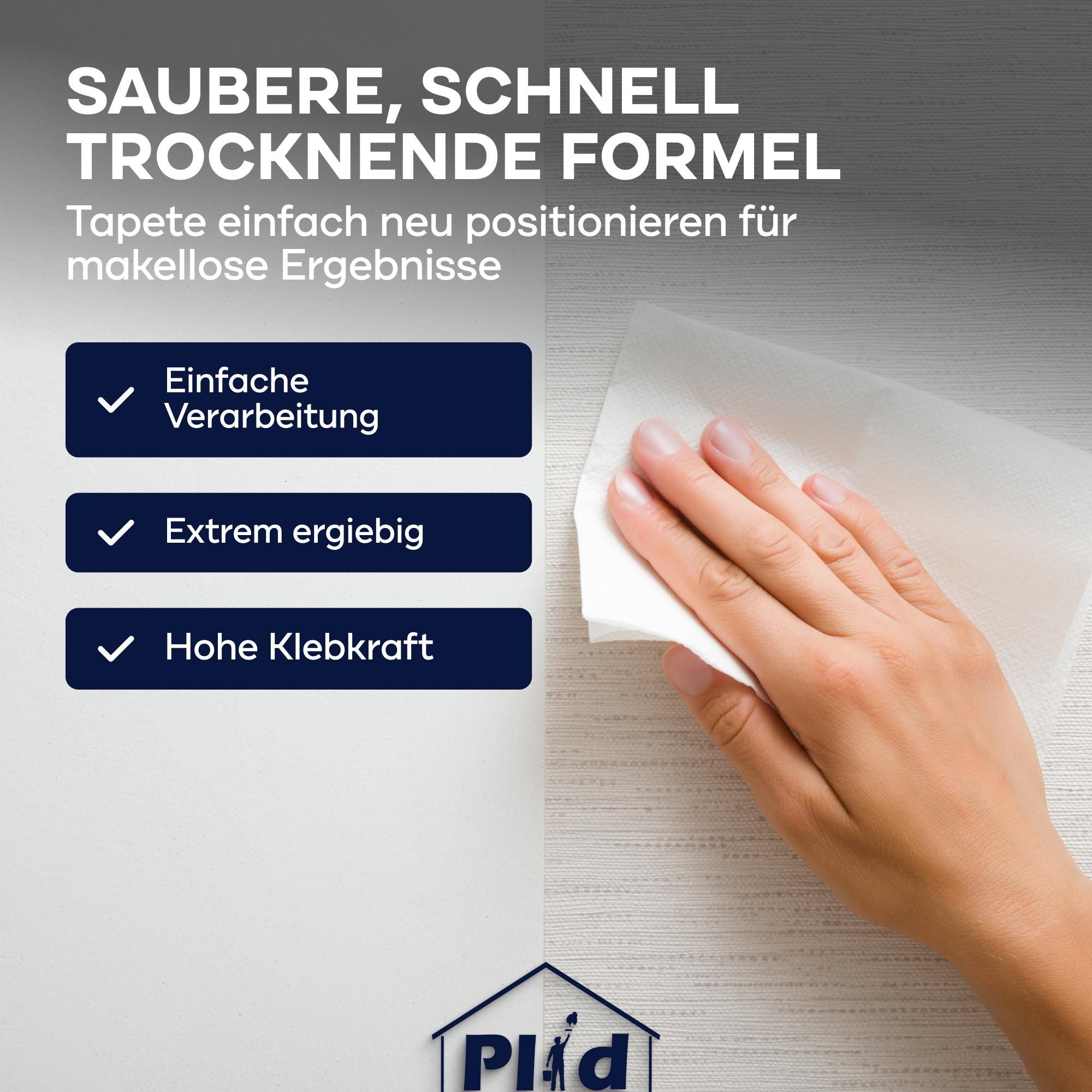 Plid Rollkleister für Vliestapeten – Tapetenkleister in 3 Min. gebrauchsfertig – hohe Ergiebigkeit, 200g