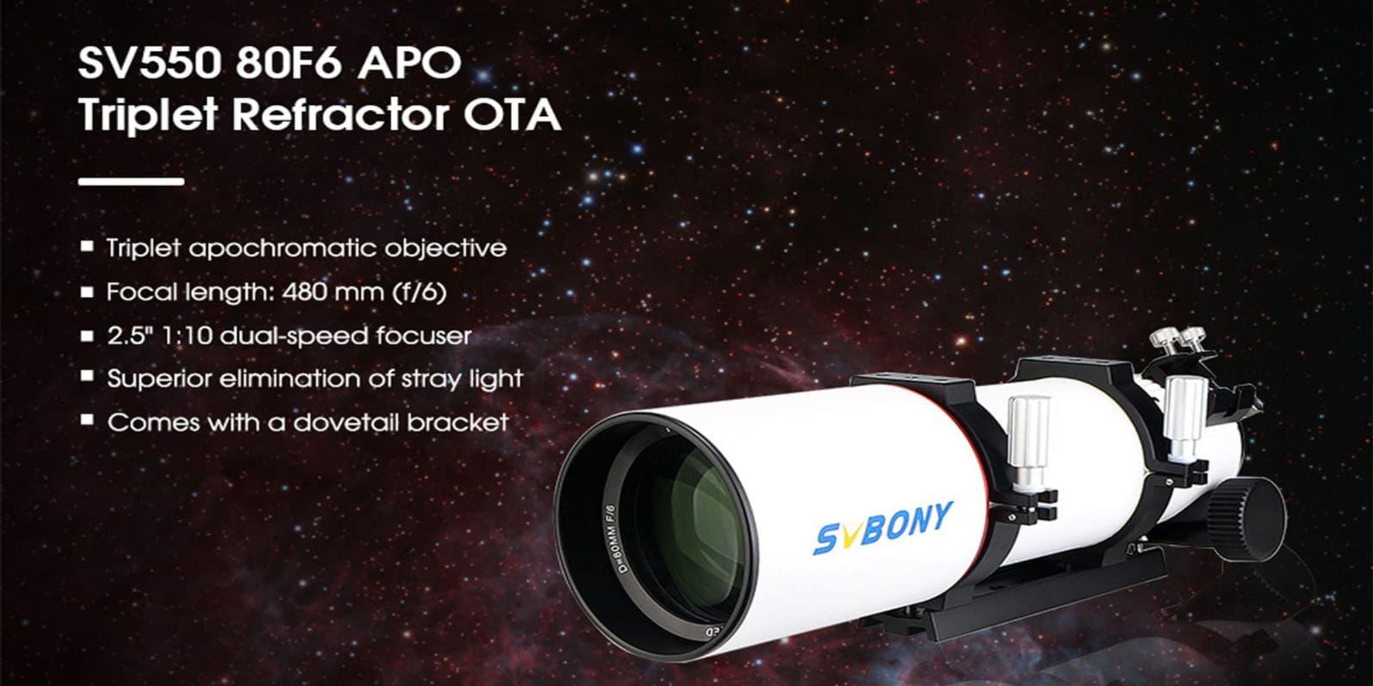 Svbony SV550 APO Refraktor Teleskop, 122F7 FPL51 ED Triplet APO OTA, FMC Dual Speed Fokussiere Apochromatischer Teleskops mit Weicher Gehäuse