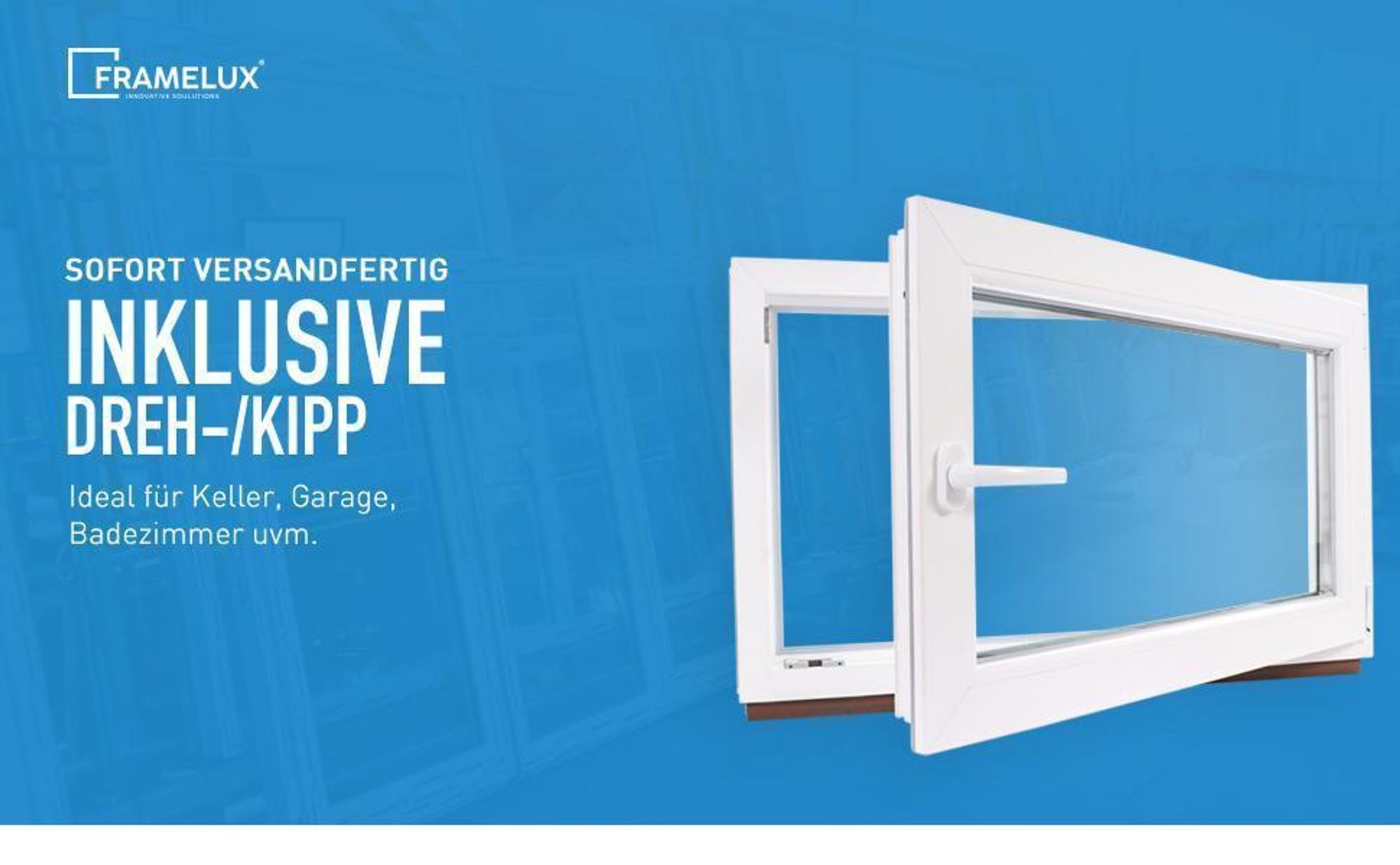 Kellerfenster Kunststoff Fenster 2-fach BxH: 60x50 cm - DIN links, Dreh-Kipp